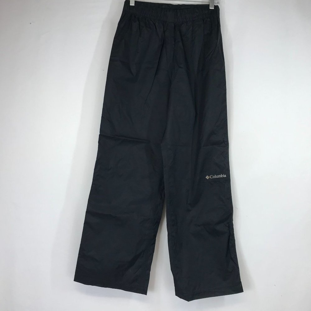 COLUMBIA- MEN'S SMALL X 30L - BLACK OMNI TECH WATERPROOF BREATHABLE RAIN PANTS